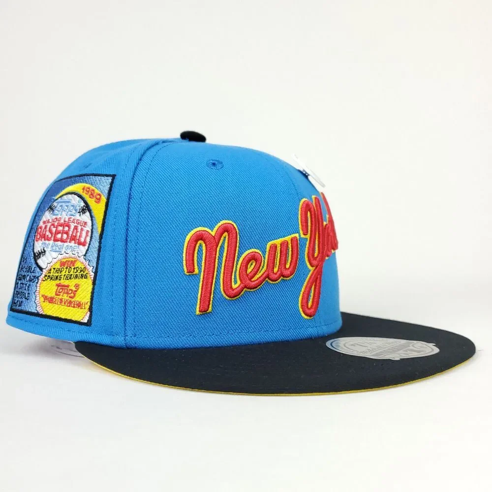 NY Yankees Mitchell & Ness MLB Fitted 7 1/4 Flatbill Hat‎ Cap 3D Logo Blue NWT
